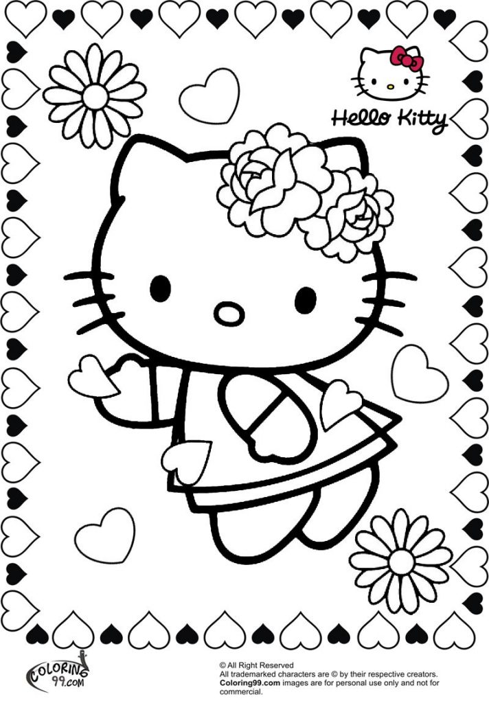 712x1024 Hello Kitty Valentine Coloring Pages