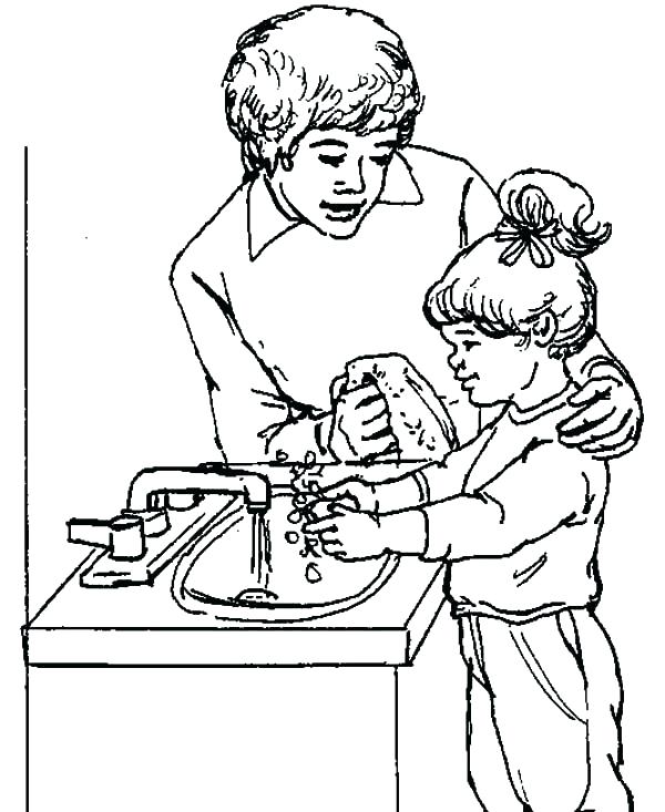 600x733 Washing Hands Coloring Page Coloring Pages Hand Washing Coloring