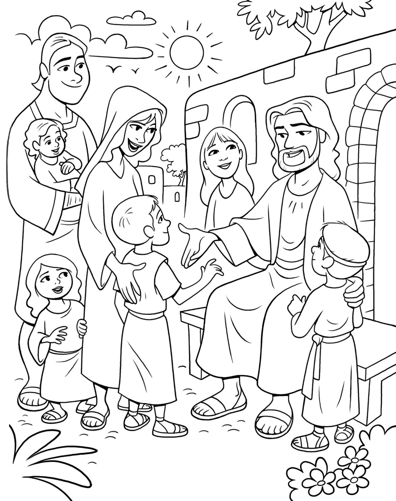 1265x1600 Jesus And Children Coloring Pages Coloring Page Jesus Children