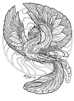 236x324 Adult Tattoo Coloring Firebird A Hemp Cannabis Design Stuff