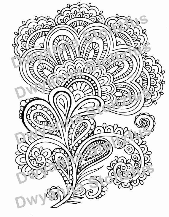 570x733 Beautiful Henna Flower Design Coloring Page Henna Coloring