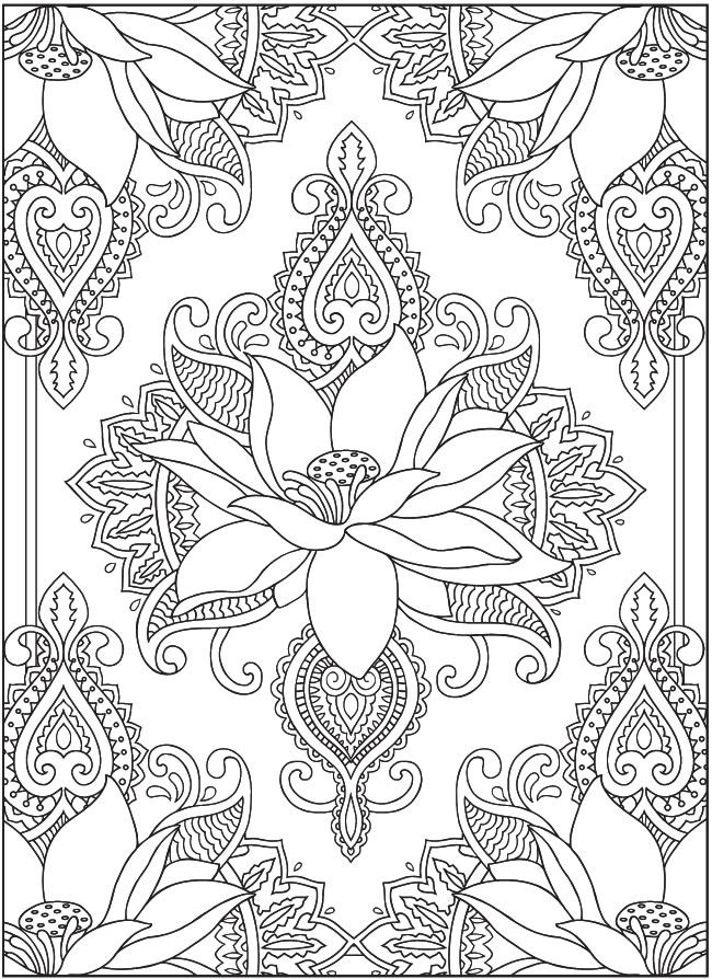 650x894 Henna Coloring Page From Dover Publications