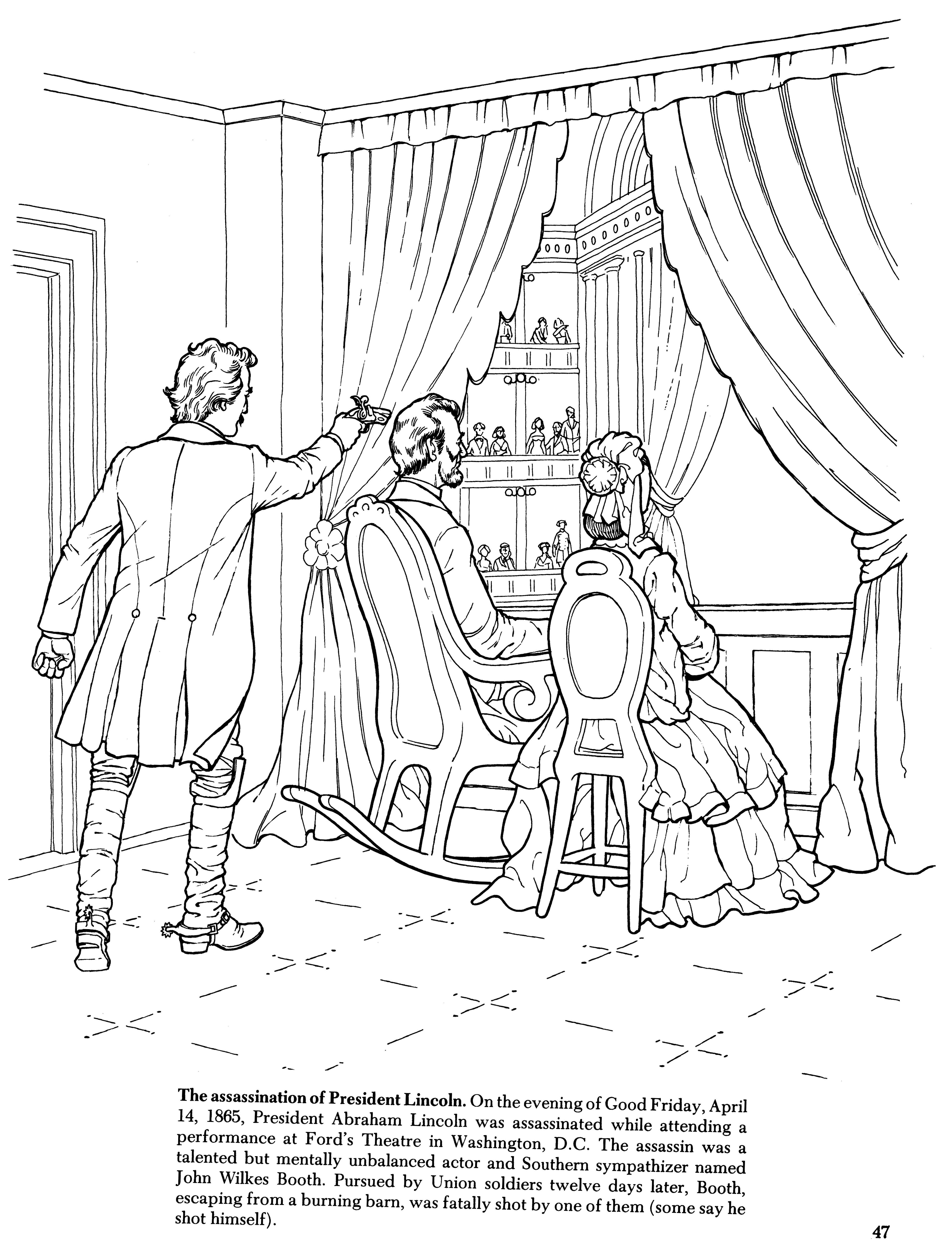 4644x6084 Lincoln's Assassination Coloring Book Page Homeschool Curriculum
