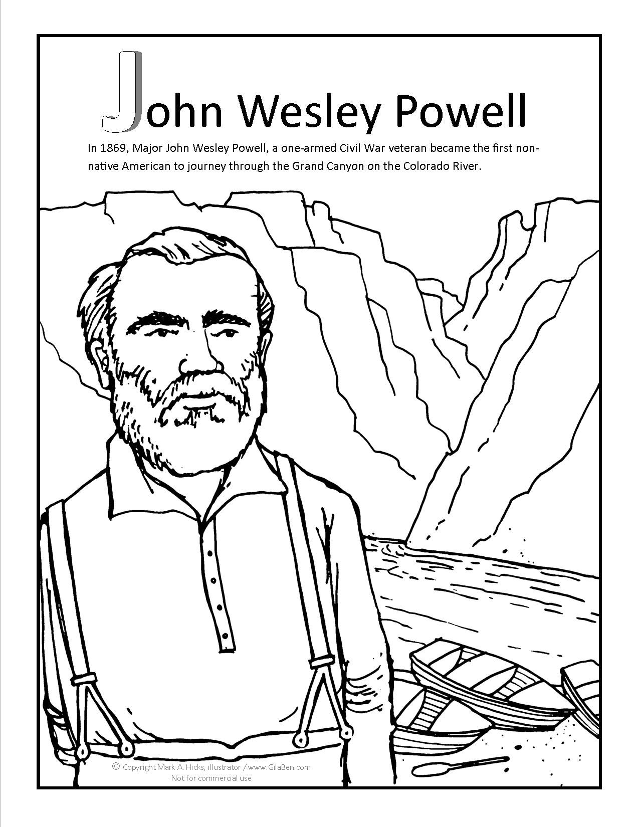 1275x1650 John Wesley Powell Coloring Page