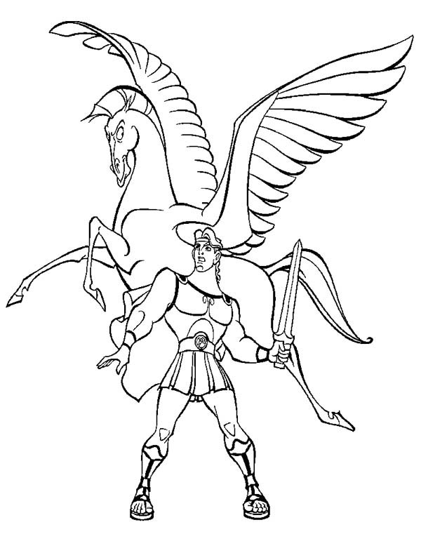 600x788 Hercules And Pegasus Coloring Page
