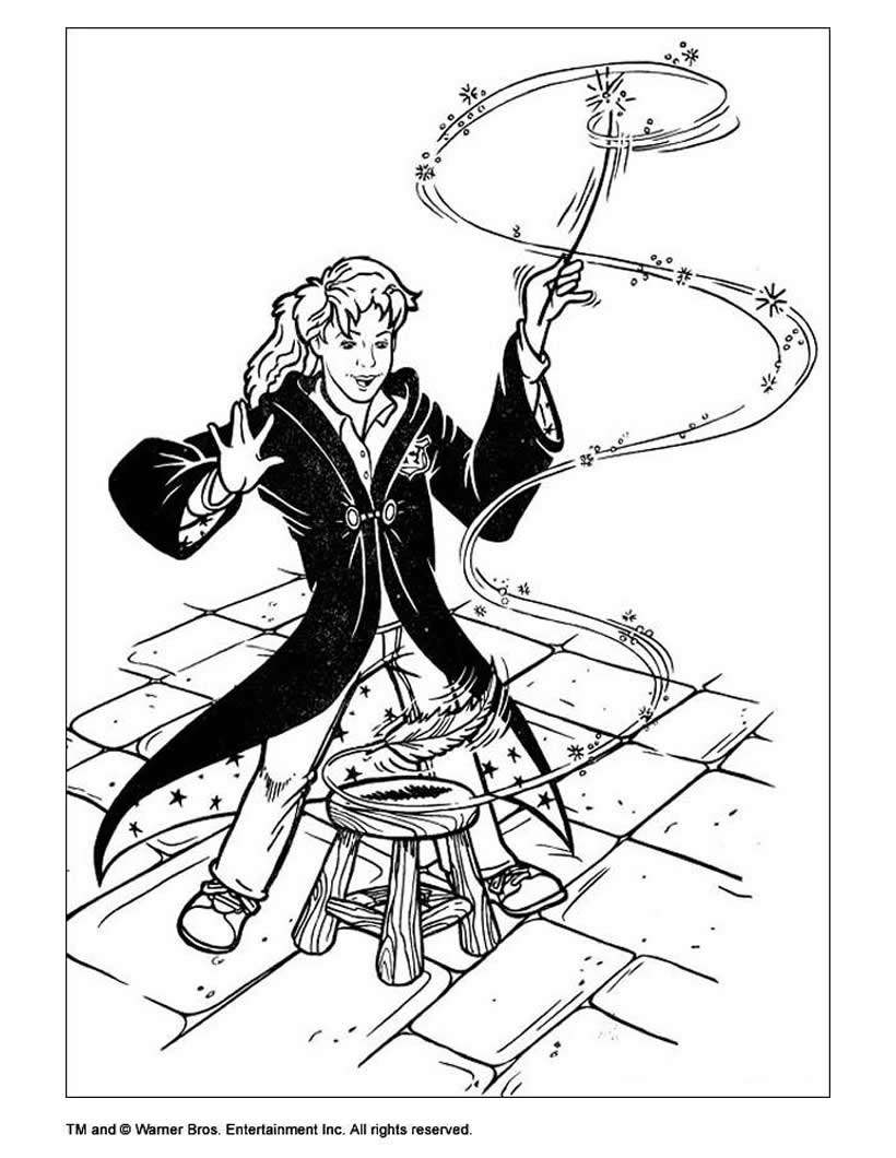 820x1060 Hermione With Magic Stick Coloring Pages
