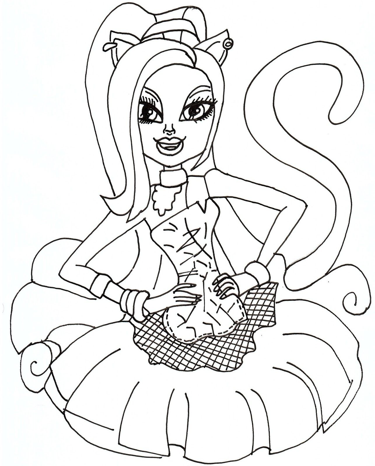 1286x1600 Monster High Coloring Pages Catty Noir
