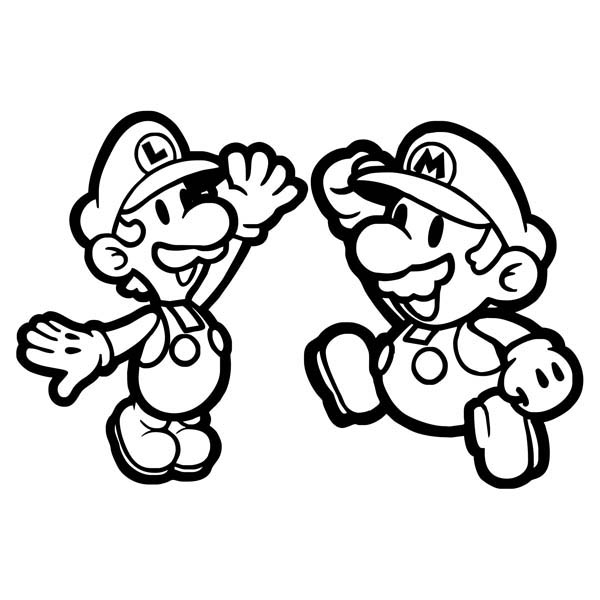 600x600 Mario And Luigi Fly With Little Dragon In Mario Brothers Coloring