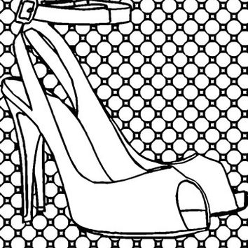 354x354 High Heel Shoes Polka Dots Adult Coloring From Elizavellaart