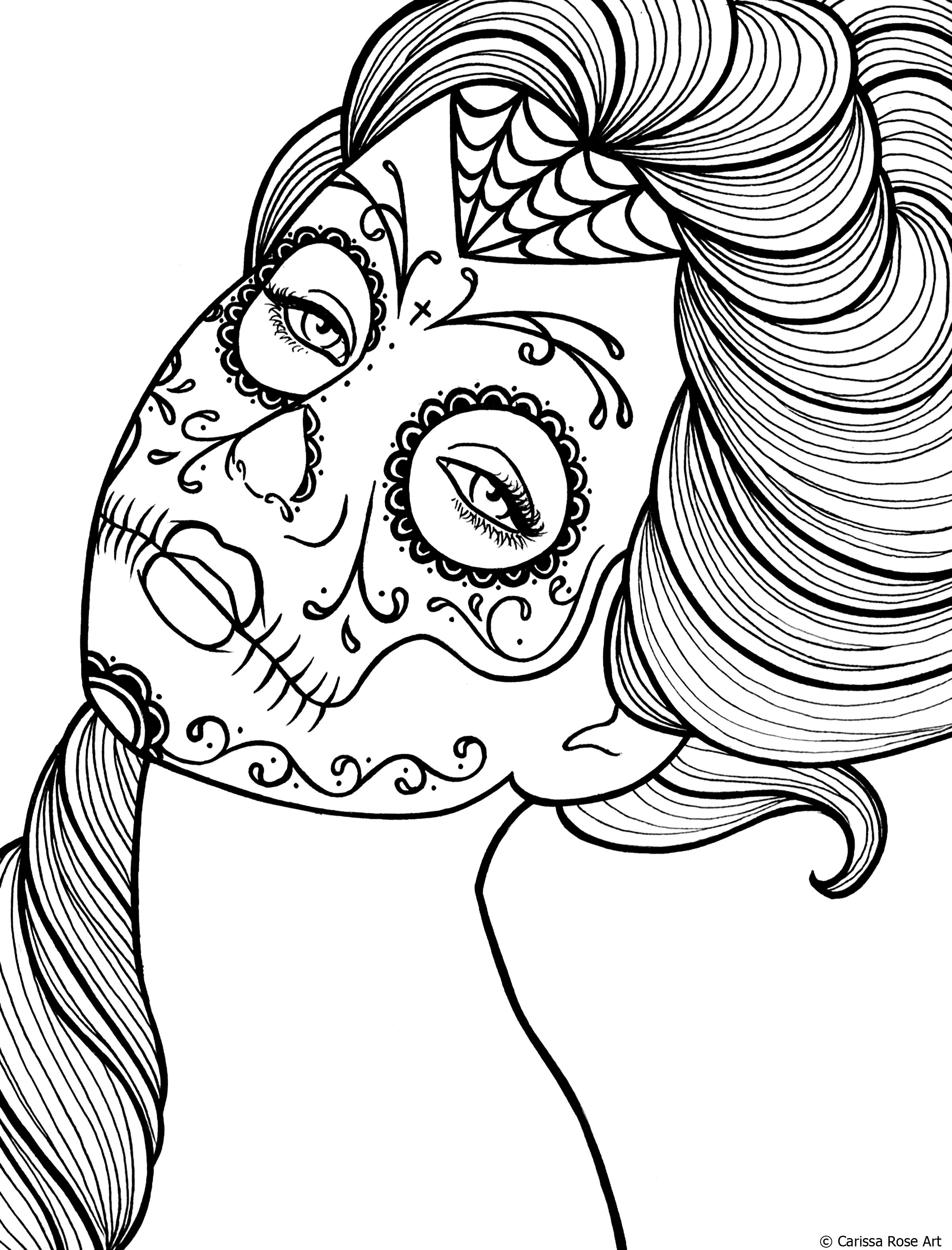 2400x3150 Free Printable Day Of The Dead Coloring Pages Best Endearing