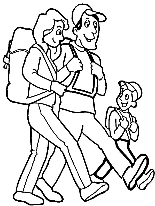 600x798 Joint Family Going Hiking Coloring Pages Batch Coloring