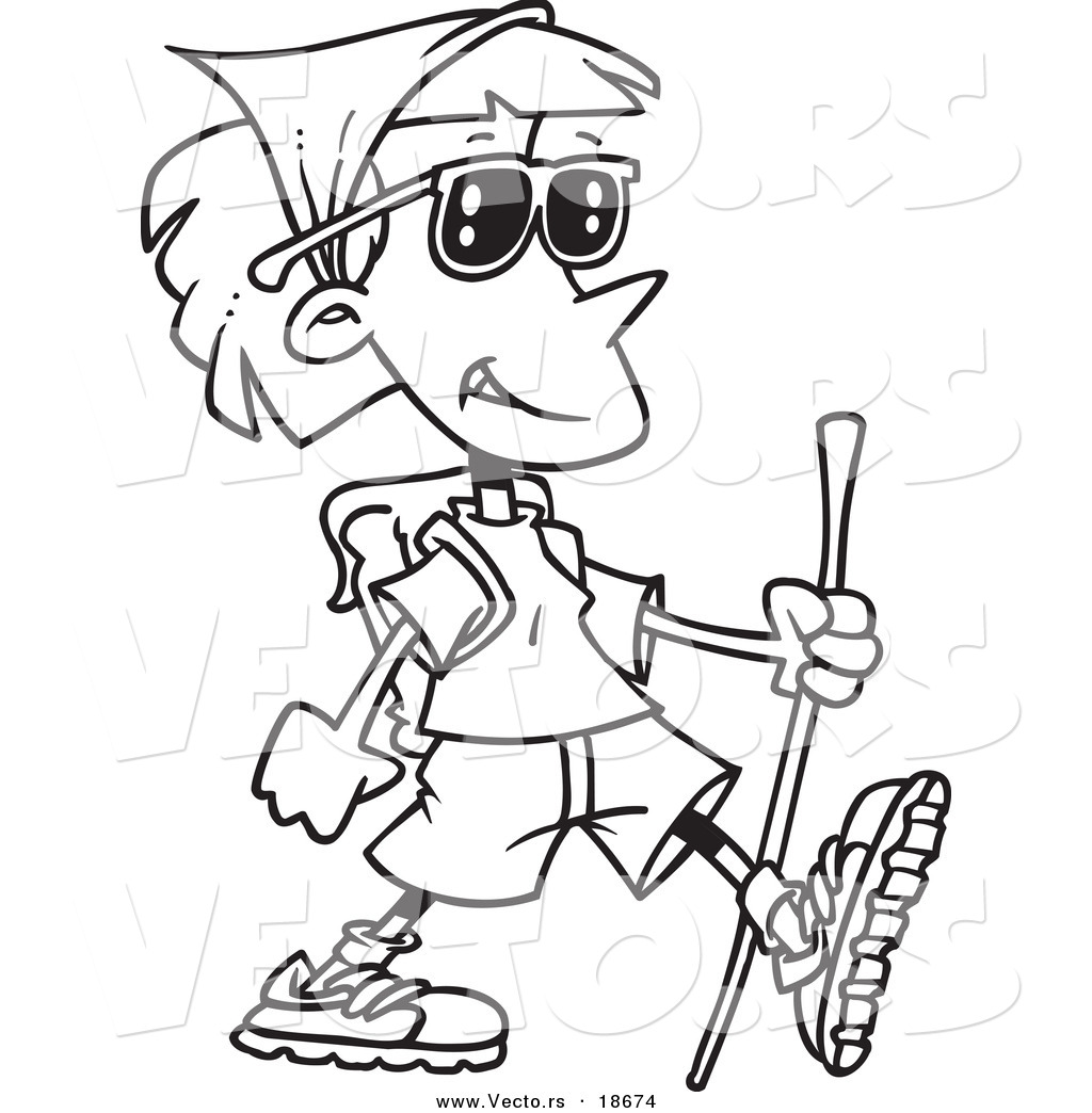 1024x1044 Vector Of A Cartoon Hiking Lady