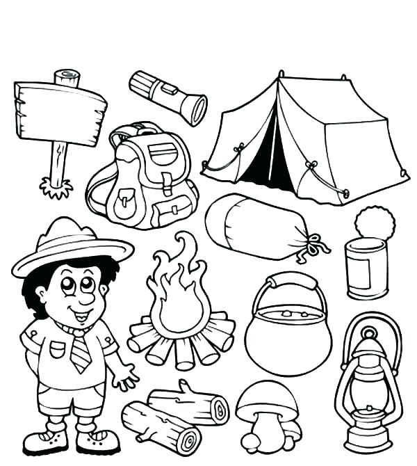 600x670 Camping Coloring Page Camping Coloring Pages Campfire Coloring