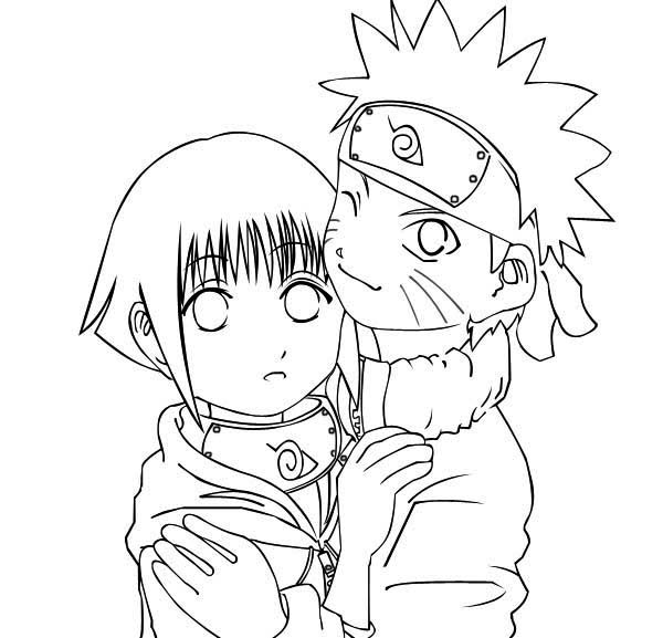 600x577 Hyuuga Hinata And Uzumaki Naruto Coloring Page