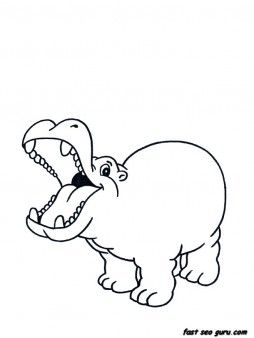 254x338 Free Printable Africa Animal Little Hippo Coloring Pages For Kids