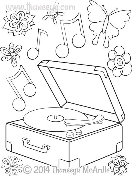 451x600 Hipster Coloring Book Record Player