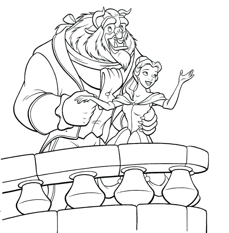 736x748 Beauty And The Beast Coloring Printouts Together With Coloring