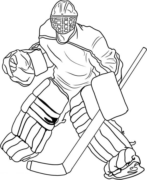 600x736 Hockey Goal Keeper Player Costume Coloring Page