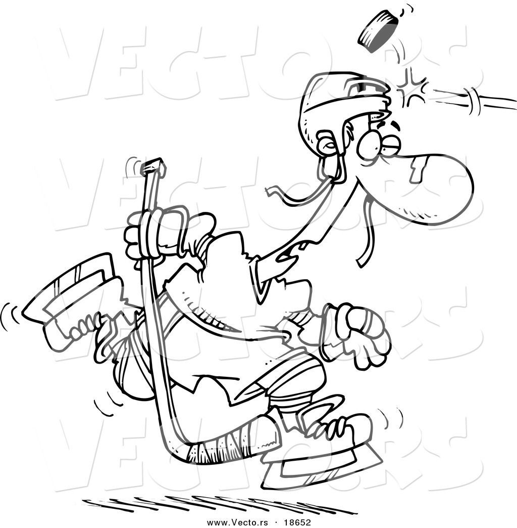 1024x1044 Awesome Vector Of A Cartoon Puck Hitting Hockey Player Outlined