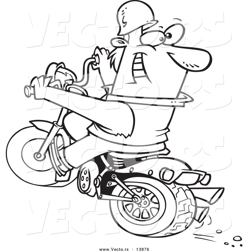 1024x1044 Vector Of A Cartoon Biker Riding A Blue Hog And Looking Back