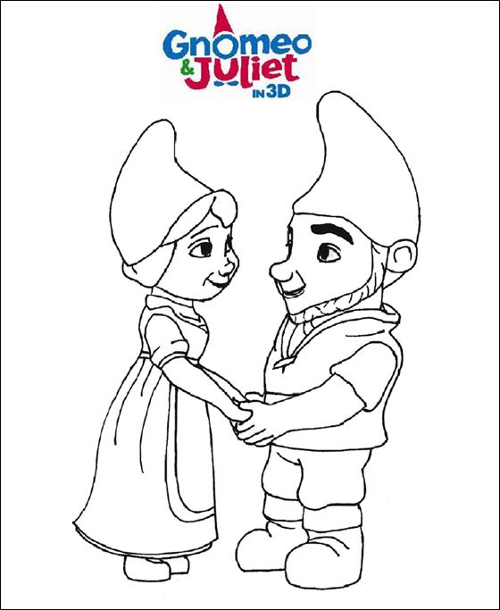 560x683 Lovers Gnomeo Juliet Holding Hands Coloring Page Coloring