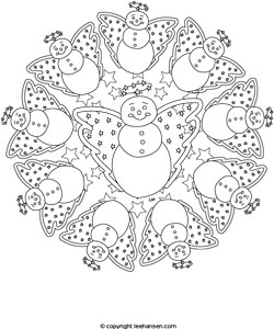 250x300 Snowman Angel Mandala Coloring Page