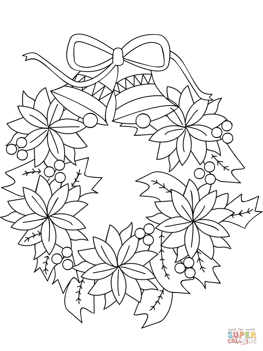 881x1175 Holiday Holly Wreath Coloring Page