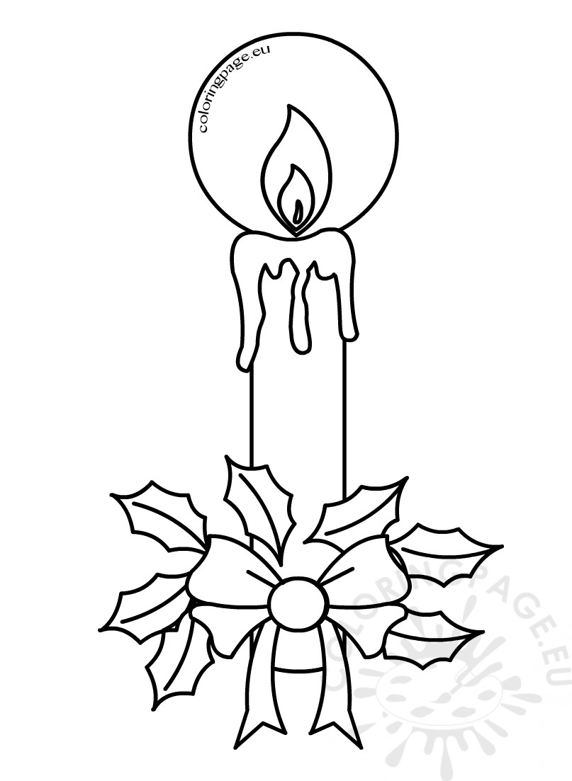 807x1103 Christmas Coloring Pages Candles With Holly Coloring Page