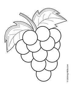 236x287 Grapes Coloring Pages Printing, Template And Embroidery
