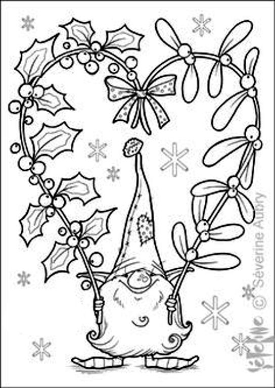 544x768 Tomte, Holly Berries With Mistletoe Diy Embroidery Cross