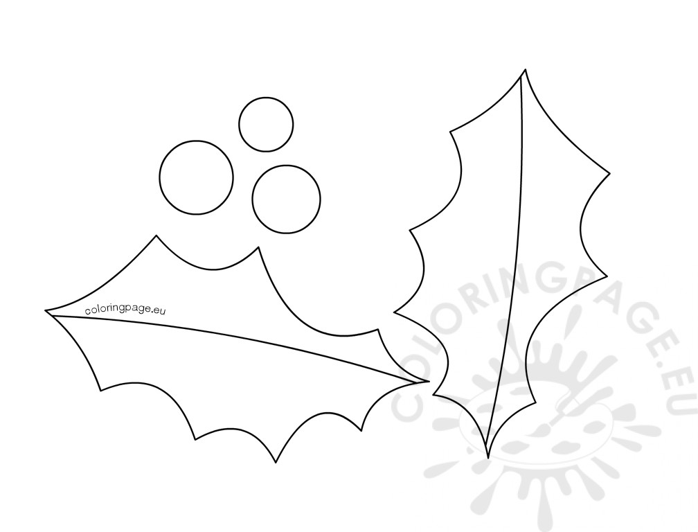 1008x768 Holly Leaf Berry Outline Template Coloring Page