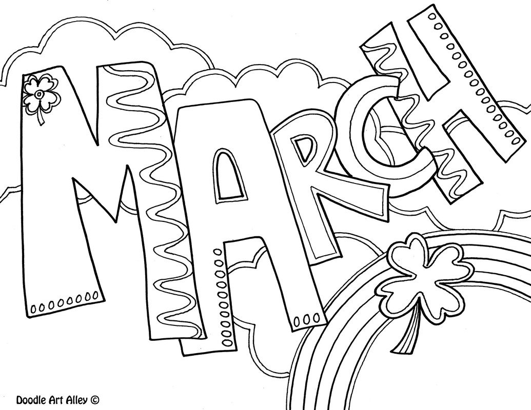 1035x800 March Coloring Page Embroidery Months March, Adult