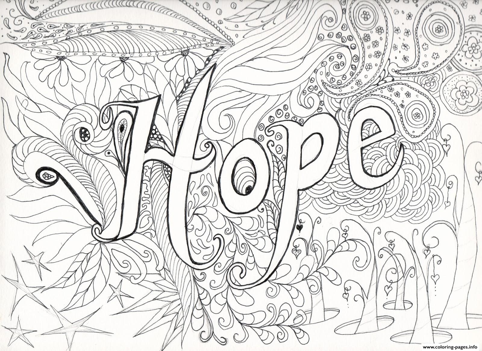 1600x1165 Advanced Difficult Hard Hope Message Adult Coloring Pages Printable