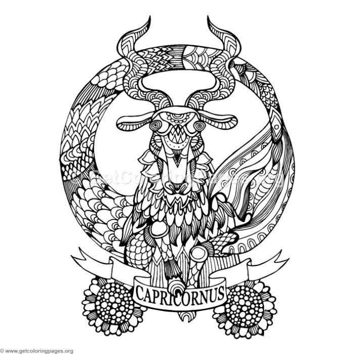 700x700 Free Download Capricorn Horoscope Sign Coloring Pages Adult