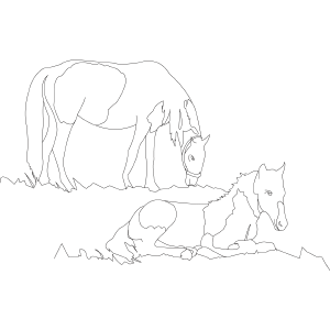 300x300 Horse And Foal Printable Coloring Page