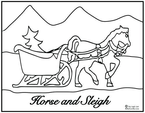 500x390 Winter Holiday Coloring Pages Horse And Sleigh Coloring Page