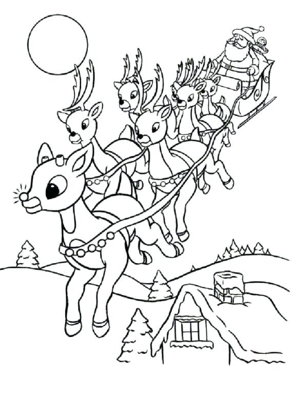 600x776 Free Printable Santa Sleigh Coloring Pages Page
