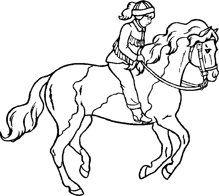 750x671 Girl Riding Horse Coloring Pages