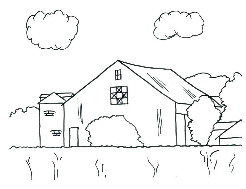 945x727 Barn Coloring Page Barn Coloring Page Stable Coloring Page Horse
