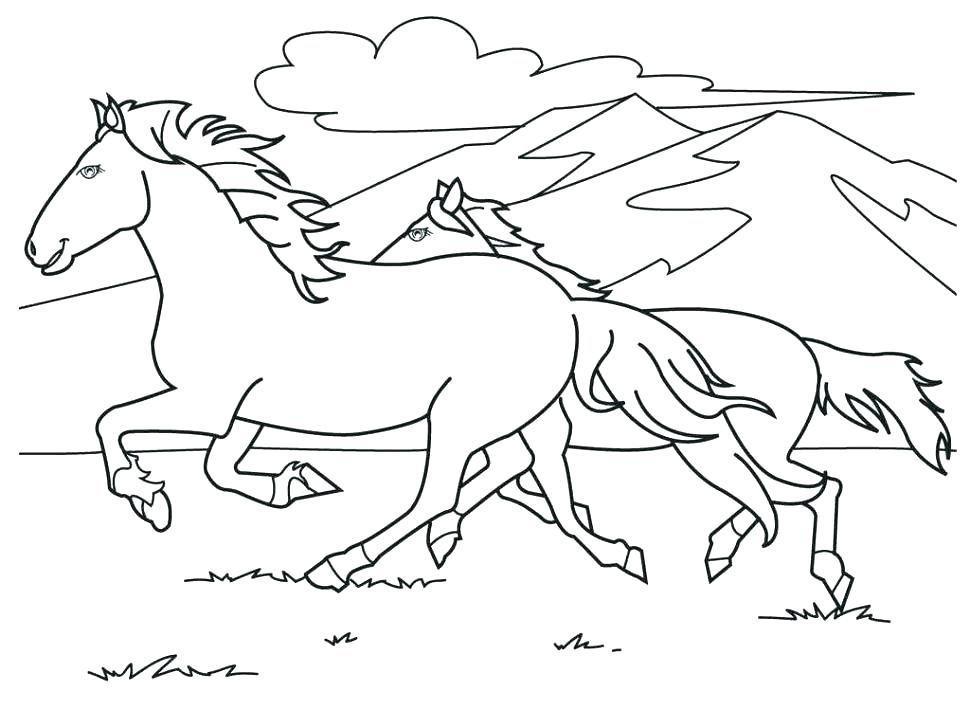 970x728 Horse Coloring Pages With Galloping Horses Nice Horse Coloring