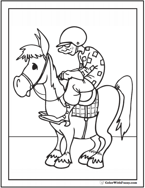590x762 Horse Coloring Page Riding, Showing, Galloping