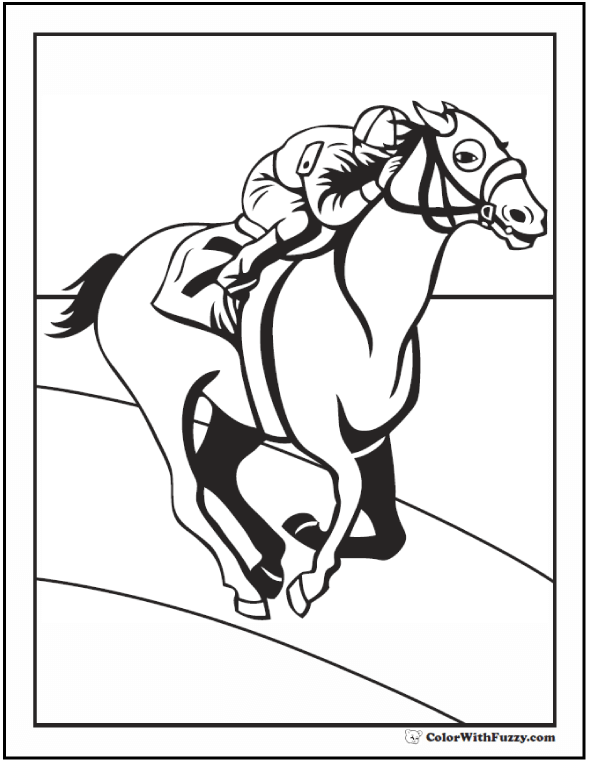 590x762 Race Horse Coloring Page
