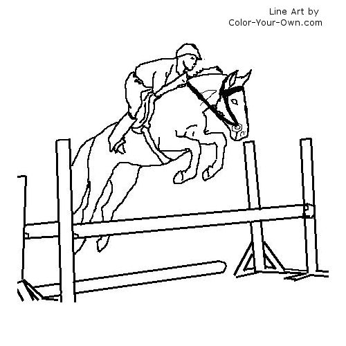 500x500 Warmblood Jumping Horse Under Saddle Coloring Page
