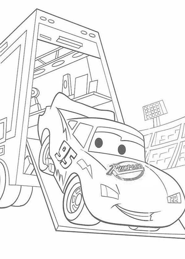 600x840 Lighting Mcqueen Came Out From Trailer In Disney Cars Coloring