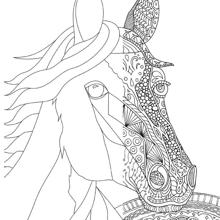 700x700 Zentangle Horse Coloring Page For Adults, Plus Bonus Easy Horse