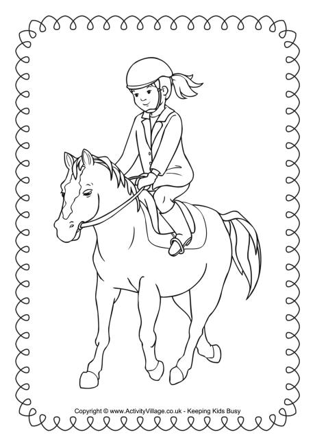 460x650 Horse Riding Colouring Page