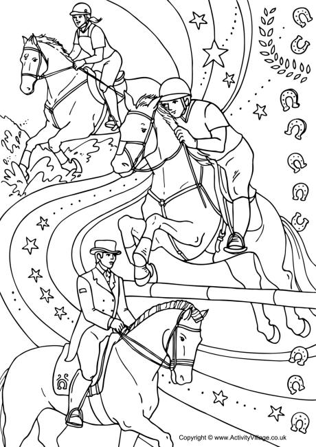 460x650 Equestrian Collage Colouring Page