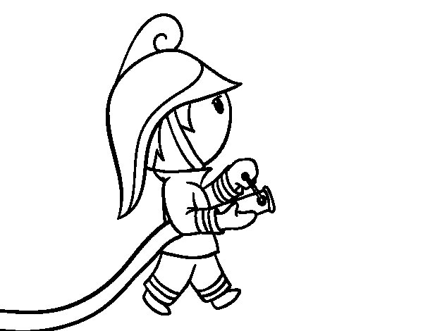 600x470 Firefighter With Hose Coloring Page