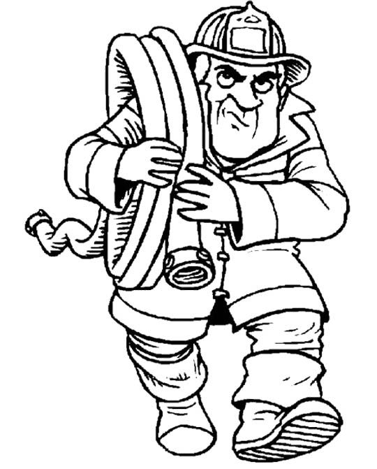 540x671 Fireman Carry Long Hose Coloring Page For Kids Kids Coloring