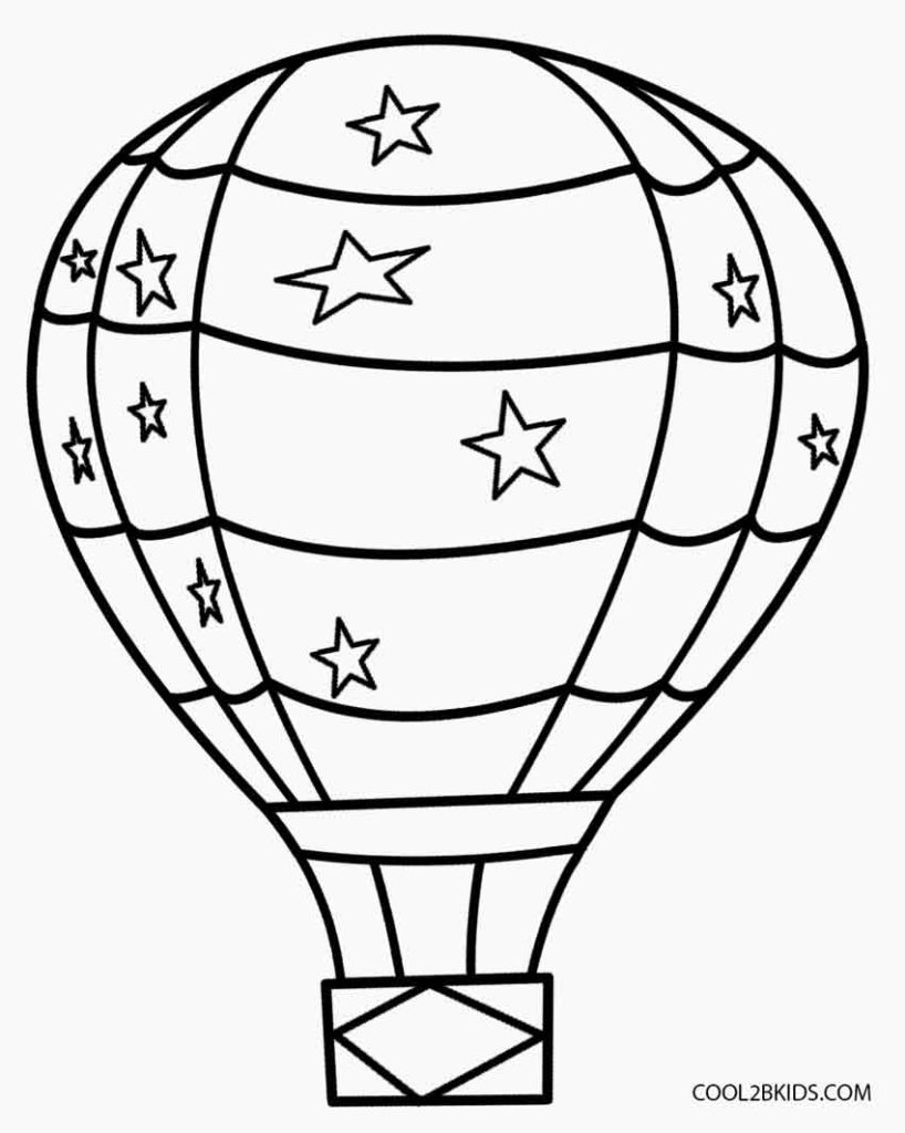 818x1024 Hot Air Balloon Coloring Page